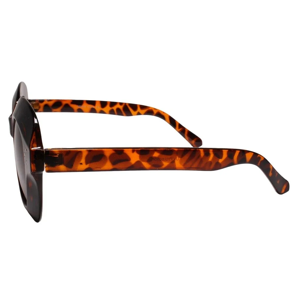 Classy Exotic Silver Studded Thick Frame 80s Hip Hop Swagger Tortoise Sunglasses